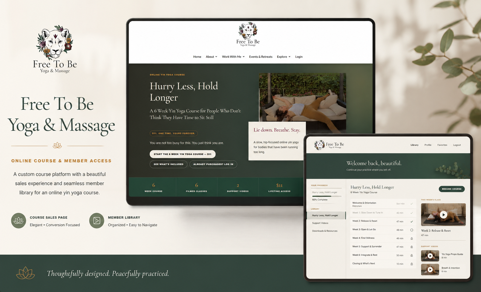 Free To Be Yoga and Massage course and member library